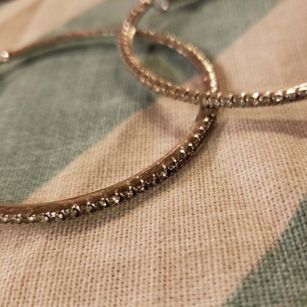Rhinestone, hoop earrings 💎